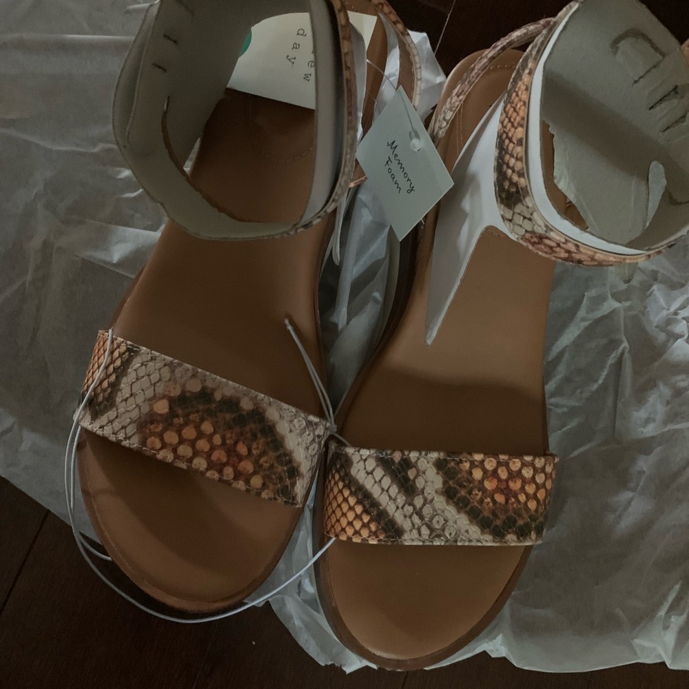 A New Day Tan and Cream Wedge Sandals with Cork Heel - Picture 7 of 7